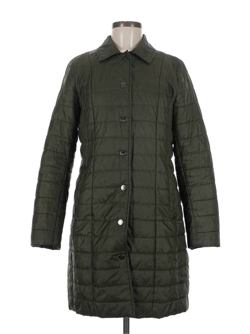 **Lands' End Olive Green Quilted Long Puffer Coat